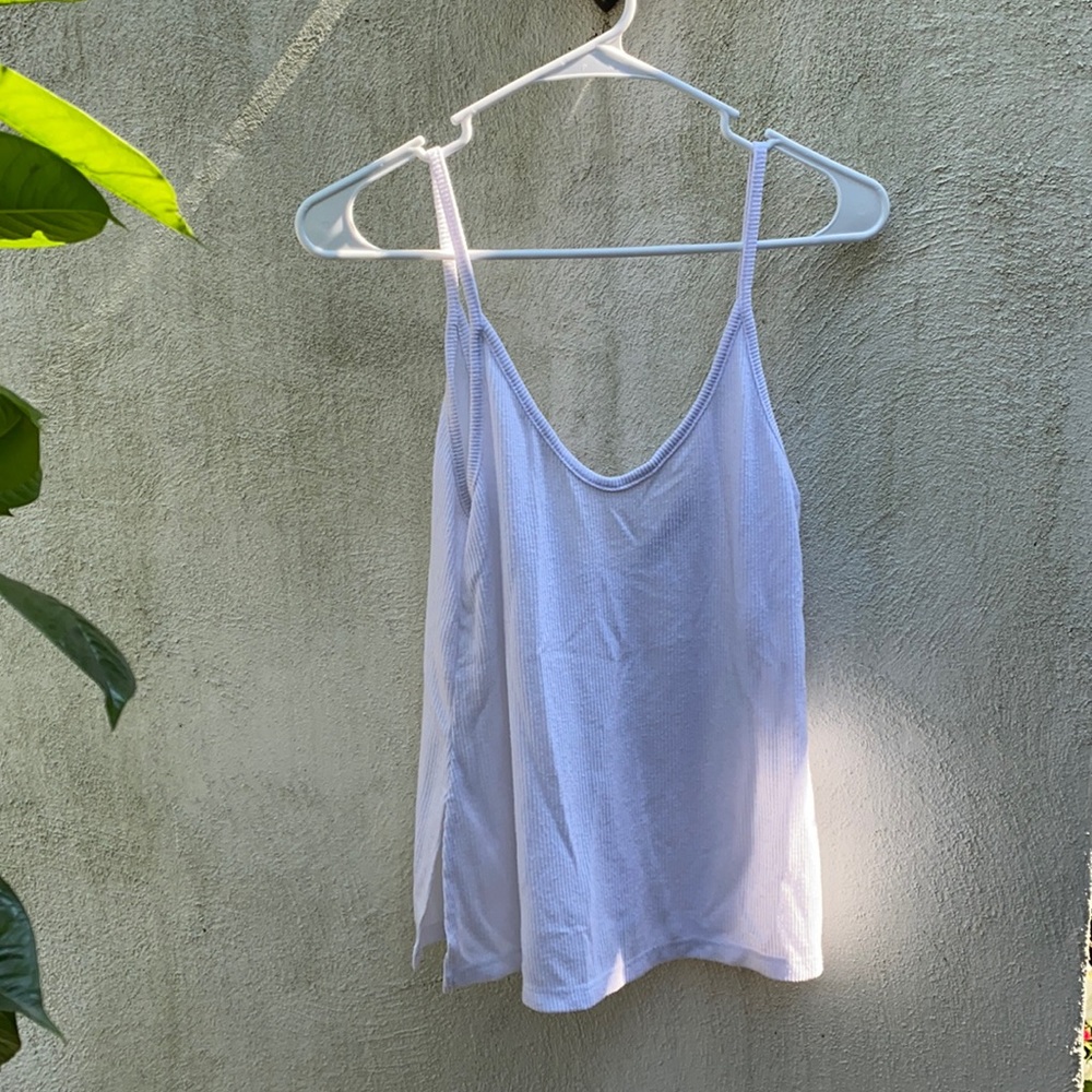 White Ribbed Tank Top Low Back Brandy Melville